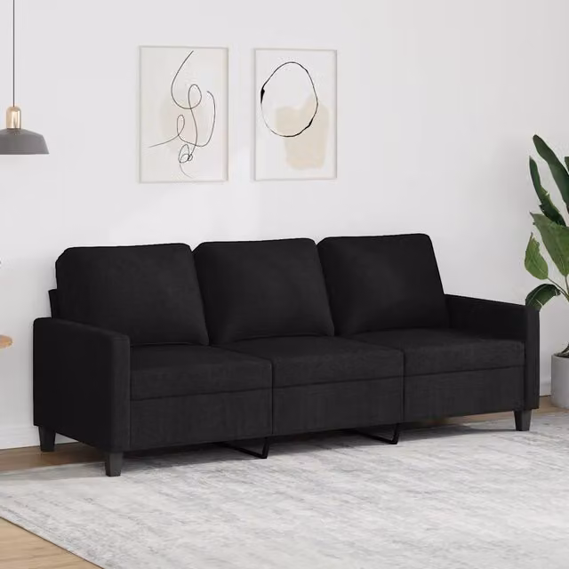 Divano moderno vidaXL in tessuto nero con struttura in metallo per il tuo soggiorno L: 198 cm, P: 80 cm, H: 77 cm