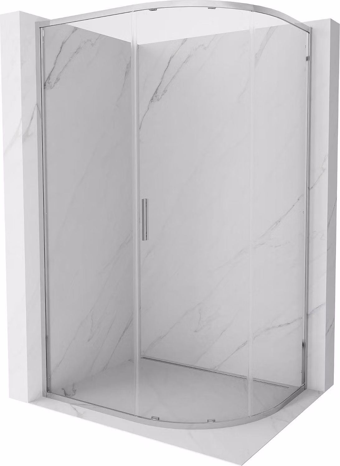 Mexen Exo cabina doccia semicircolare asimmetrica scorrevole 120 x 90 cm, trasparente, cromato - 8131-120-090-01-00