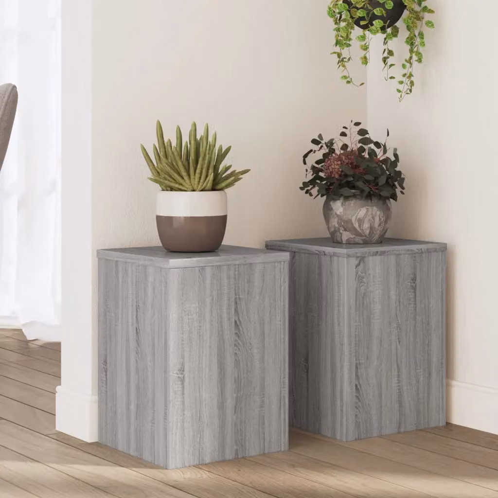 Set di 2 supporti per piante vidaXL in legno grigio L/P/H: 25 x 25 x 35 cm