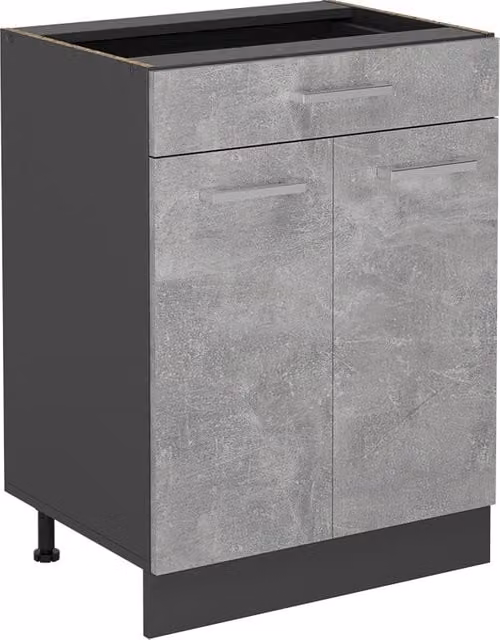 Mobiletto base per cucina Vicco R-Line Antracite con cassetto e ante, L: 60 cm