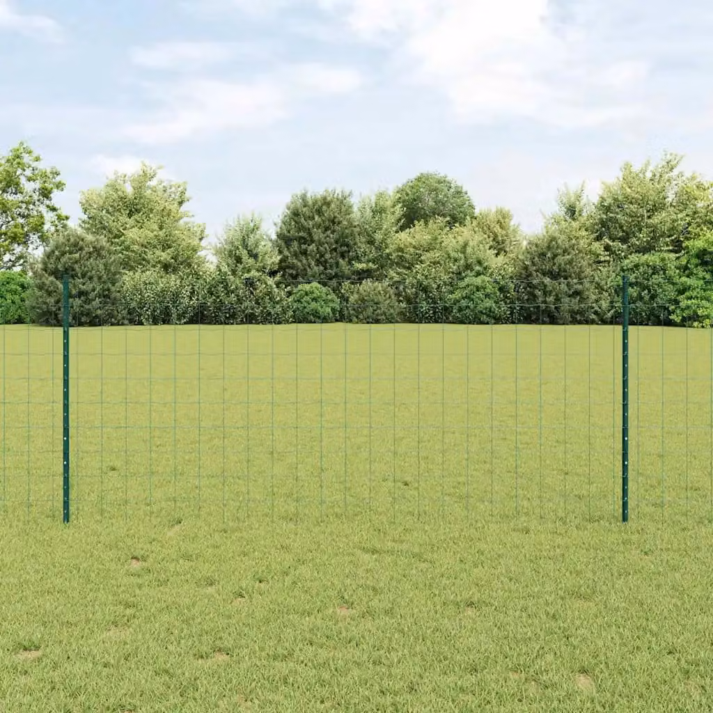 Recinzione Euro con palo vidaXL in acciaio rivestito in PVC verde per installazione nel terreno