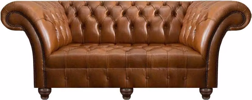 Brauner Chesterfield Leder Dreisitzer Wohnzimmer Moderne Polstercouchen