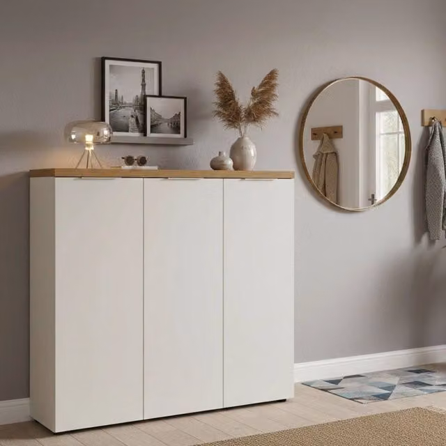 Scarpiera Moderna DMORA Aspidistra Bianco Lucido L: 122 cm, P: 34 cm, H: 115 cm – 1