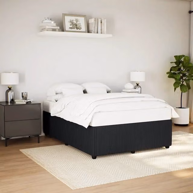 Giroletto vidaXL in Velluto Nero con Doghe in Legno L: 140 cm, P: 200 cm
