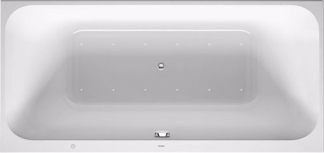 Baignoire balnéo Duravit Happy D.2, version à encastrer, simple dos à droite, bâti-support, garniture de vidage et de trop-plein, système Air, 1700x700mm, 760311000AS0000, 760311000AS0000