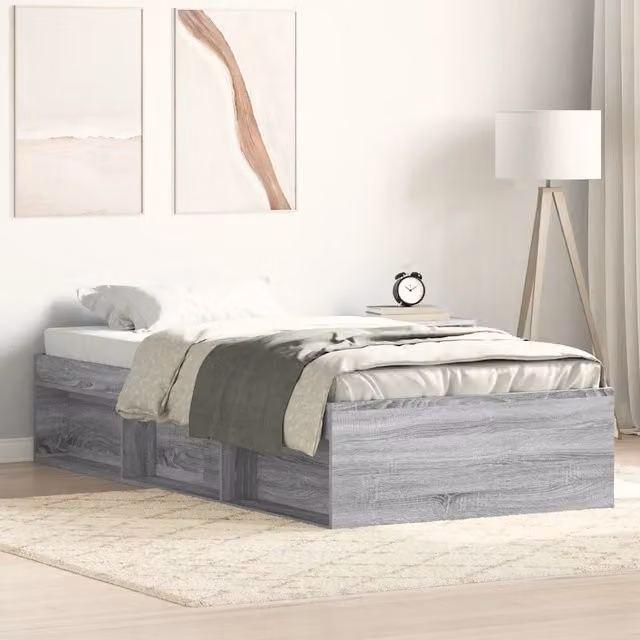 Letto singolo Sonoma grigio vidaXL L 90 cm x P 200 cm