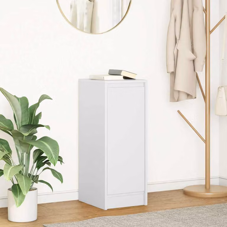 vidaXL Credenza Bianca da Parete in MDF con Ante a Battente e Ripiani Interni L/P/H: 29,5 x 34 x 76 cm