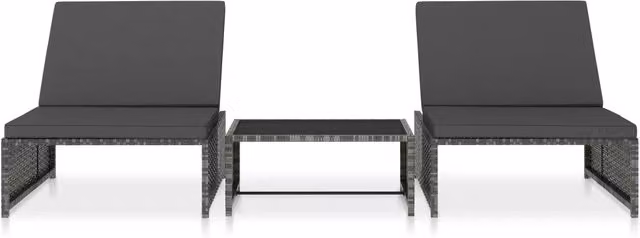 Sedie da Giardino Reclinabili 2 pz con Tavolo in Polyrattan 47401