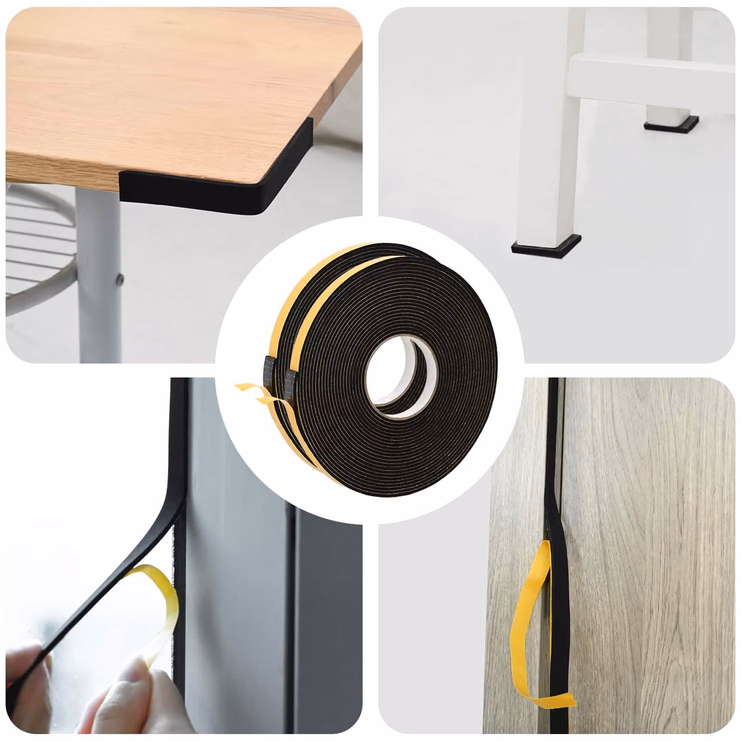 Set di 2 pezzi di nastro adesivo in schiuma biadesivo vidaXL, colore nero, dimensioni 10 mm x 10 m