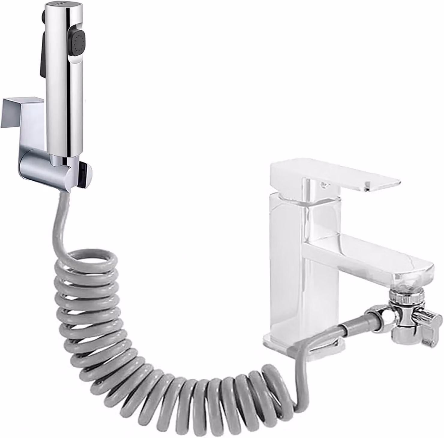 Set per bidet con doccetta, dotato di due tipi di getto, realizzato in plastica ABS, da montare a parete, ideale per l'igiene intima