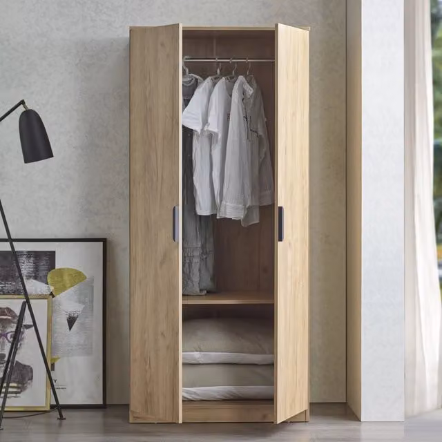 Armadio Guardaroba Eiselfing en.casa, Effetto Rovere, H: 176 cm, L: 80 cm, P: 52 cm