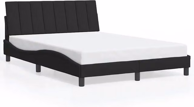 Letto matrimoniale | Letto per adulti | Giroletto senza Materasso Hanko Nero 140x200 cm in Velluto
