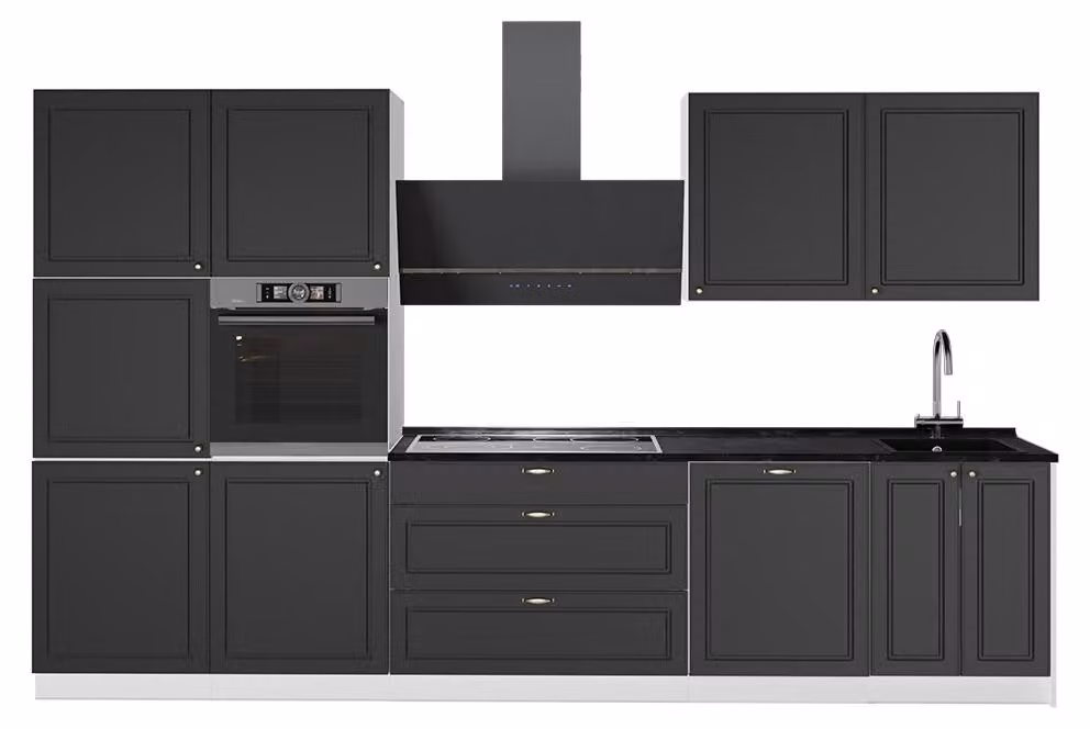 Cucina componibile Vicco Fame-Line Oro-antracite rustico/Bianco 340 cm senza piano di lavoro, Model 64619