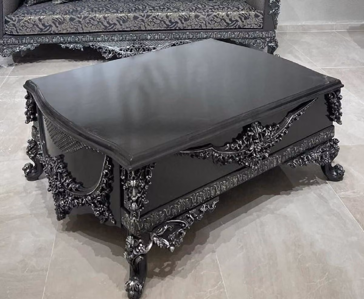 Casa Padrino tavolino barocco grigio / argento - Sontuoso tavolo da salotto in stile barocco - Mobili da salotto in stile barocco - Arredamento barocco - Mobili barocchi - Mobili in stile barocco