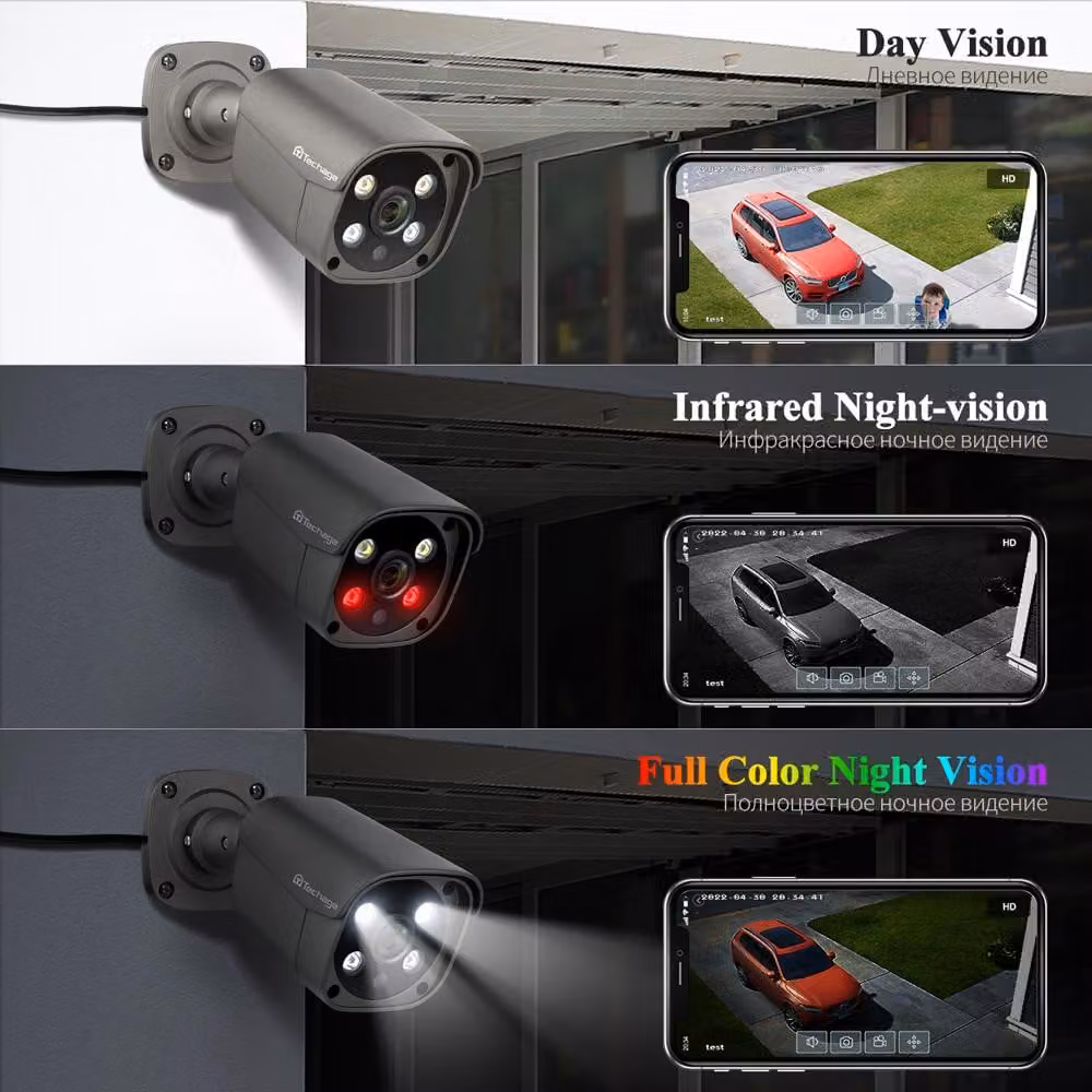 Sistema di videosorveglianza a 8 canali con registratore NVR - 6 telecamere PoE da 5 MP - Grado di protezione IP66 (resistente all'acqua)