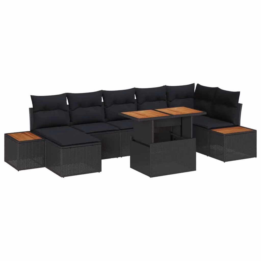 Set Divano da Giardino Moderno vidaXL in 8 Pezzi con Polyrattan e Cuscini Neri e Funzione di Archiviazione – 2