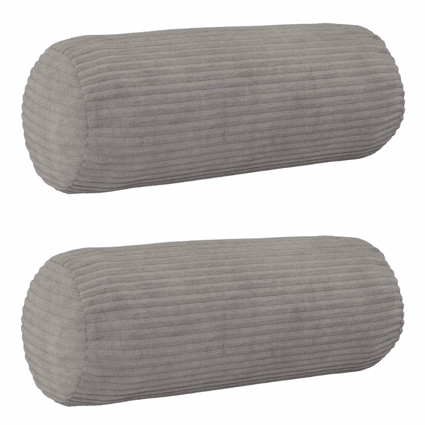 Set di 2 federe vidaXL HEERLEN in velluto a coste grigio chiaro, forma ovale, Ø 15 x 40 cm