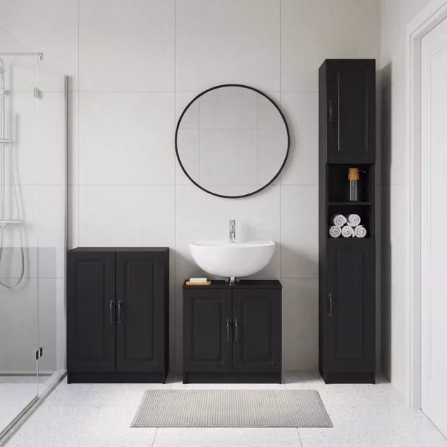 Set di armadietti da bagno in 3 pezzi UTRECHT Nero 3417487