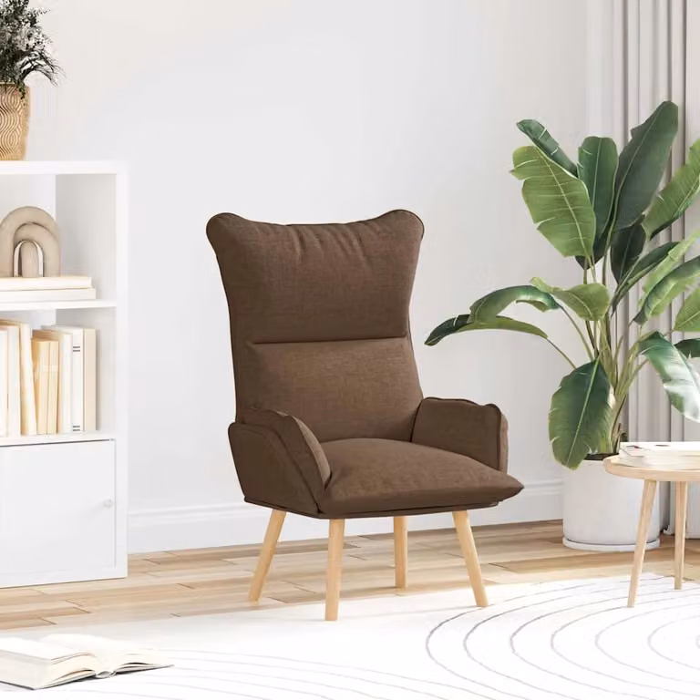 Poltrona moderna vidaXL in tessuto e legno marrone L: 69 cm, P: 74 cm, H: 93 cm