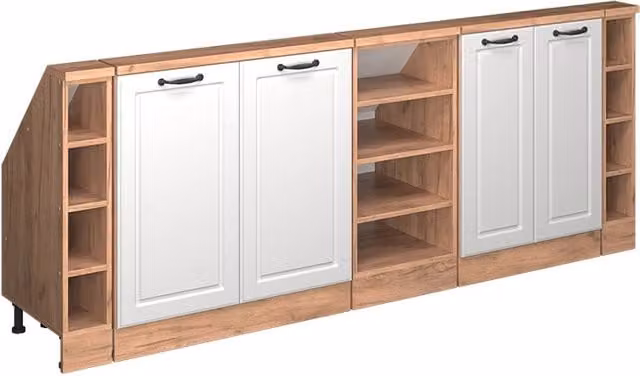 Set di mobili sottotetto Rion Bianco rustico/Rovere dorato Set di 5 Vicco