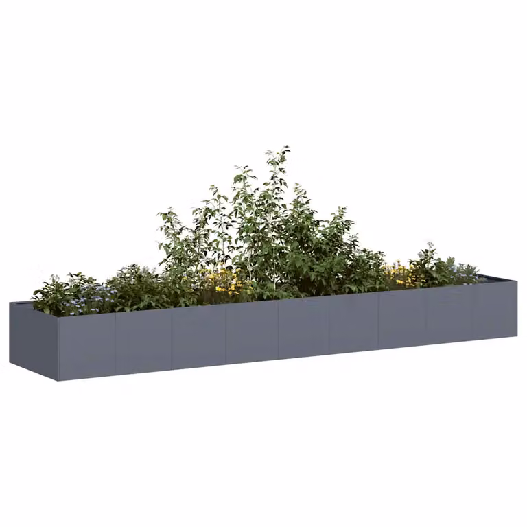 Fioriera vidaXL in acciaio antracite per orto e giardino L: 360 cm, P: 80 cm, H: 40 cm