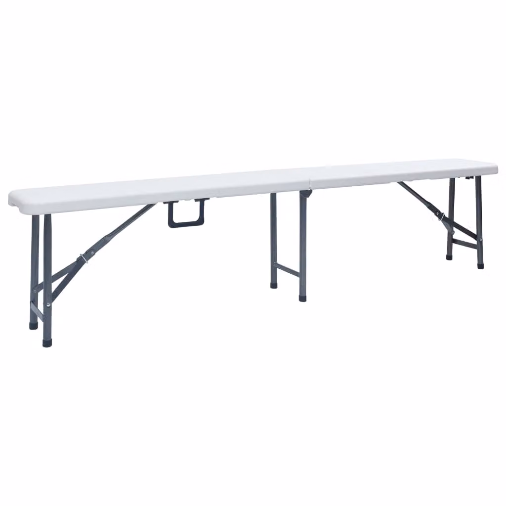 Panche da giardino pieghevoli 2 pezzi 180 cm HDPE Bianco