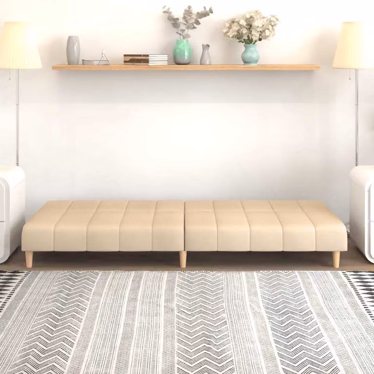 Maison Exclusive - Divano letto 2 posti, colore crema, rivestito in tessuto