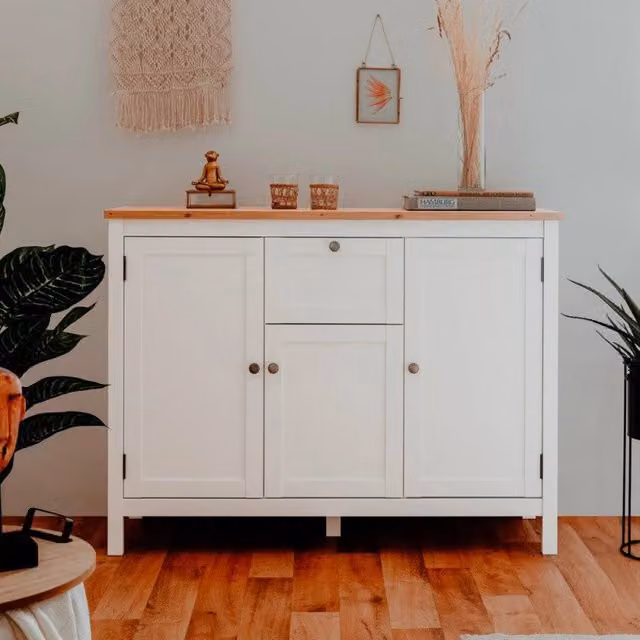 Madia Bergen57 con 3 ante e 1 cassetto bianco e top artisan oak