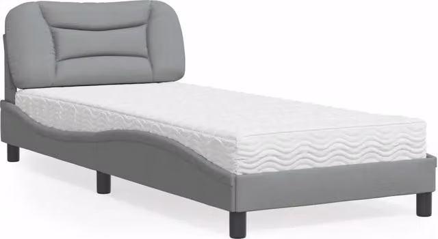 Letto moderno con materasso Hvar grigio chiaro e cassetti vidaXL L/P: 80 x 200 cm