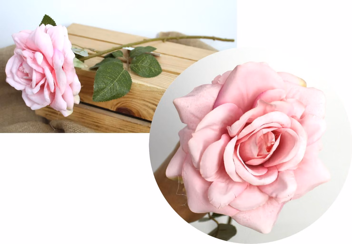 Rosa artificiale rosa chiaro 50 cm – Fiore singolo decorativo 12 cm