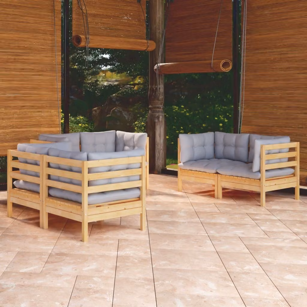Maison Exclusive - Set Divani da Giardino 6 pz con Cuscini Grigi Massello di Pino