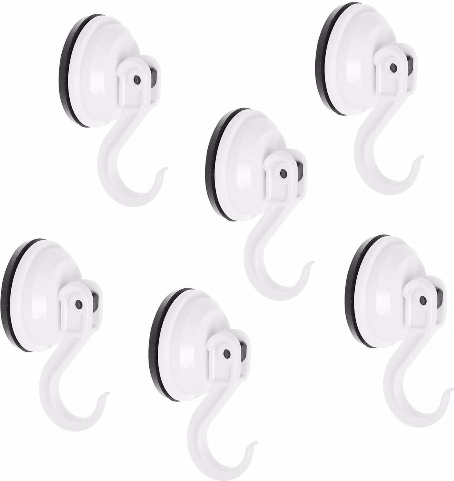 Set di 6 ventose in plastica (piccole: diametro 3,5 cm, bianco e nero)