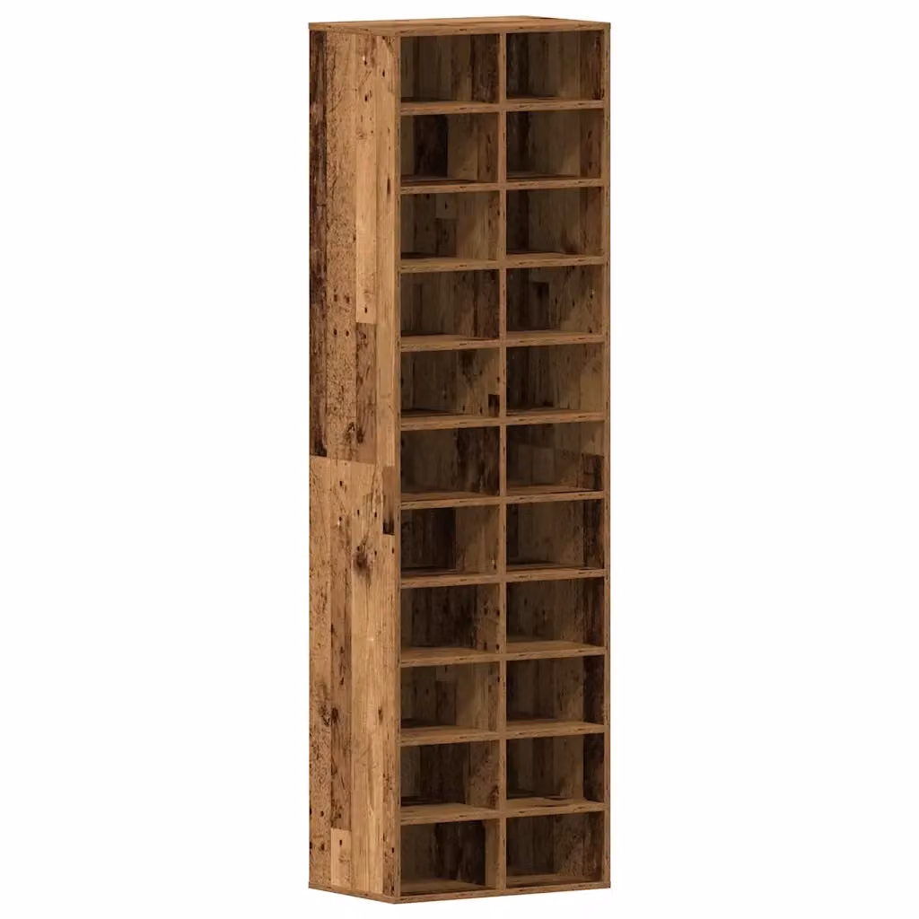 Scarpiera in legno stile rustico vidaXL marrone con ripiani e ante con scaffale aperto L: 54 cm, P: 34 cm, H: 183 cm – 2