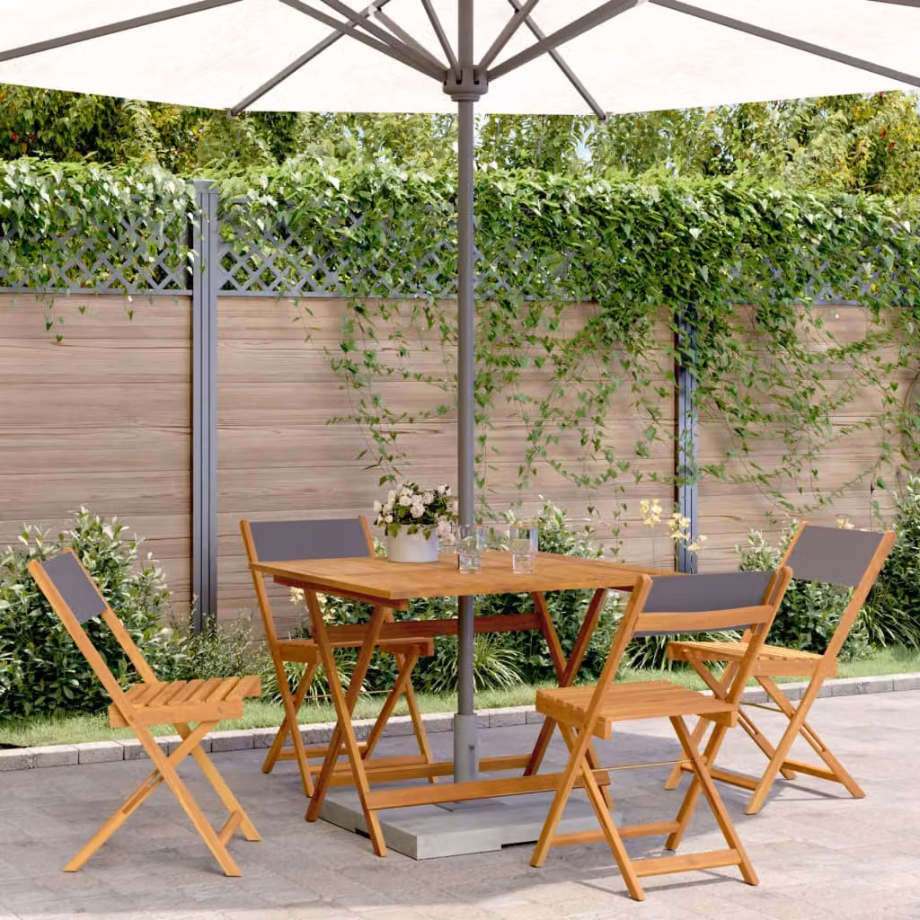 Set da pranzo da giardino vidaXL in legno di acacia oliato e tessuto, 5 pezzi, Antracite e Marrone