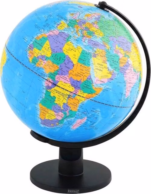 Sfera del Mondo Illuminata Multicolore con Base in Metallo Nero per Ufficio e Camera dei Bambini Diametro: 30 cm