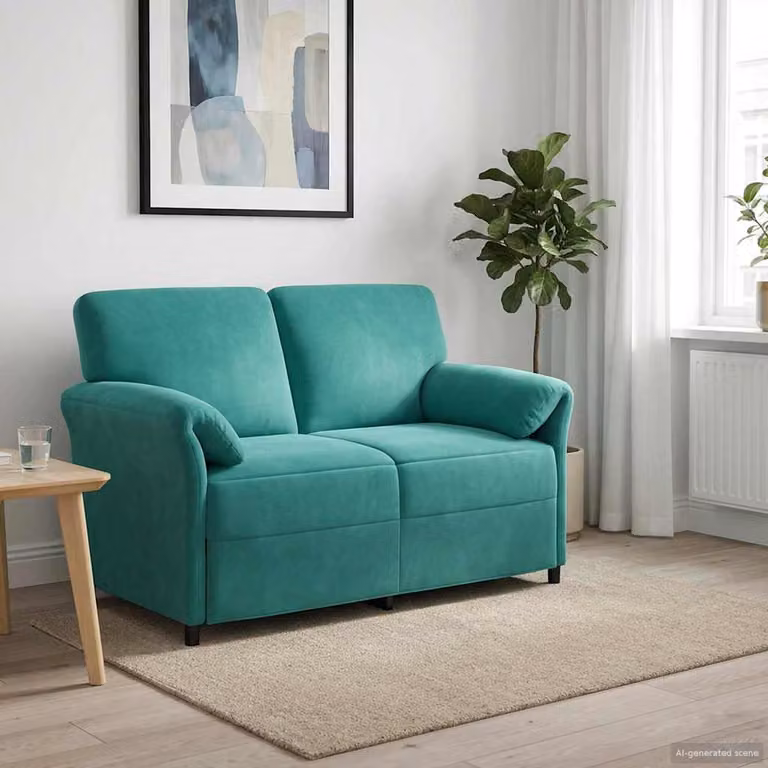 vidaXL Divano a 2 Posti Moderno in Velluto Turchese con Cuscini L/P/H: 138 x 83 x 95 cm