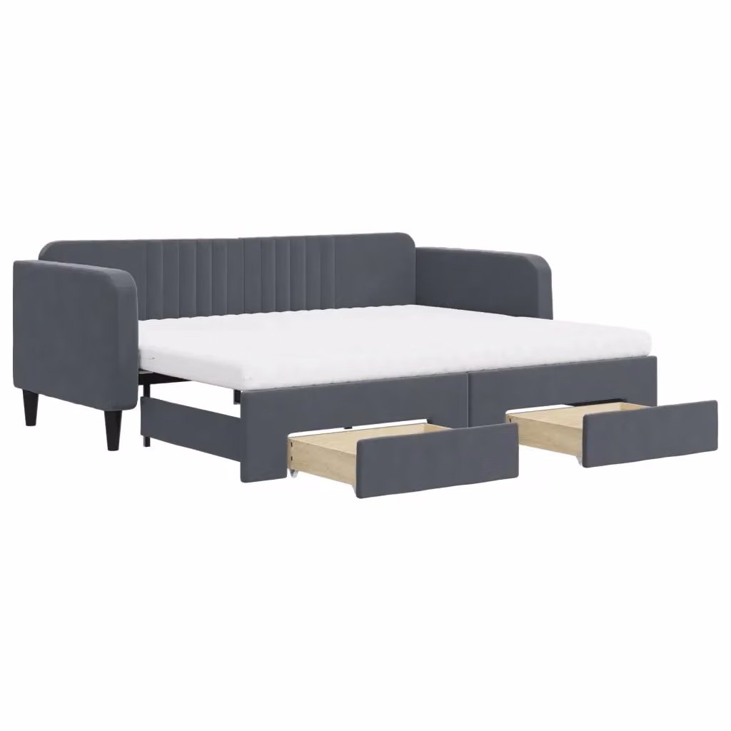 Divano Letto Estraibile vidaXL in Velluto Grigio con Cassetto per Soggiorno e Camera da Letto L/P/H: 223 x 90 x 75 cm – 2