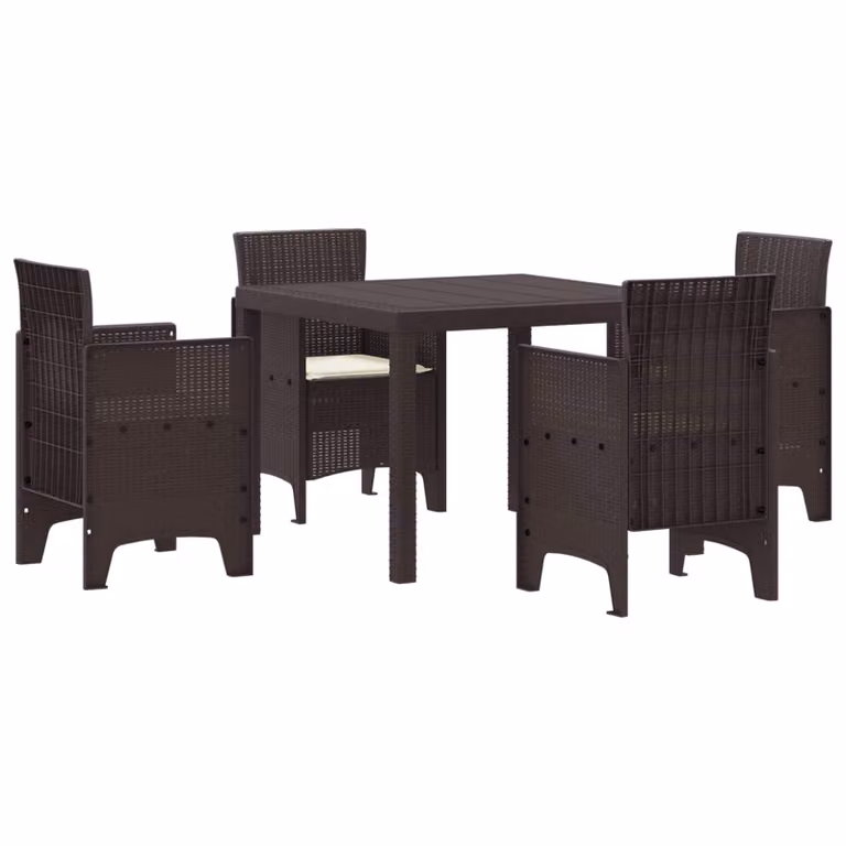 Set da pranzo per giardino e terrazza vidaXL in rattan marrone 5 pezzi