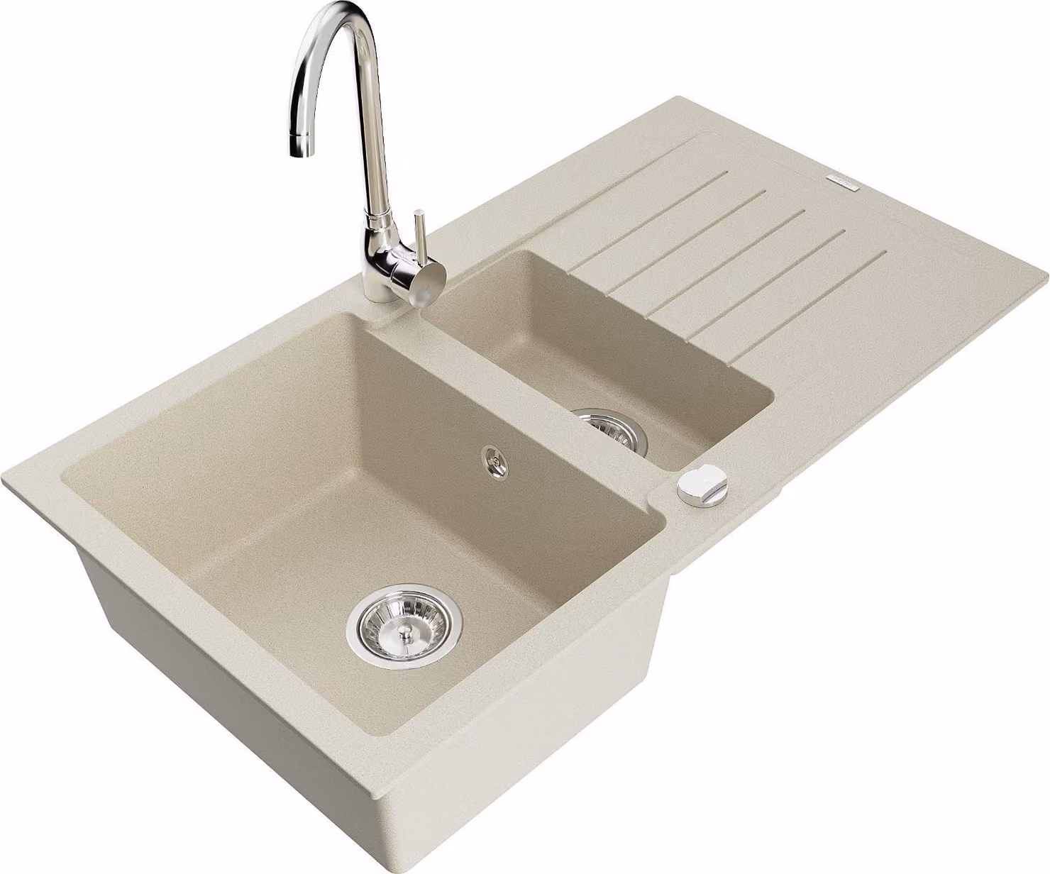 Mexen Matias lavello in granito 1,5 vasca con scolapiatti e miscelatore cucina Telma, beige - 6502-69-670200-00
