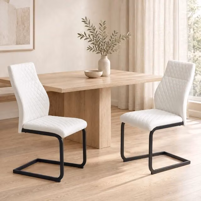 Set tavolo da pranzo rotondo 107 cm e 2 sedie bianche
