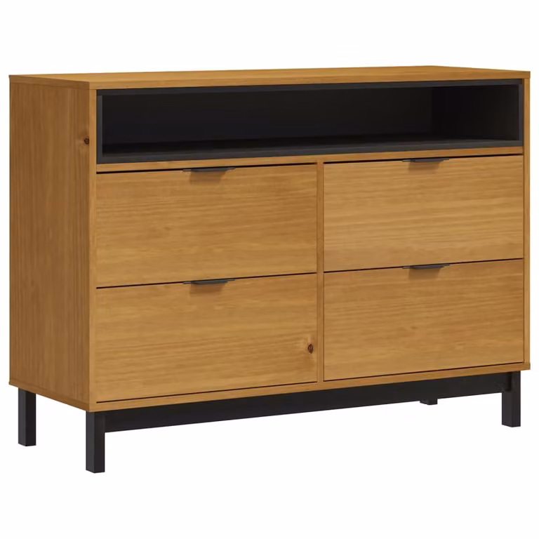 Cassettiera FLAM 110x40x80 cm in Legno Massello di Pino