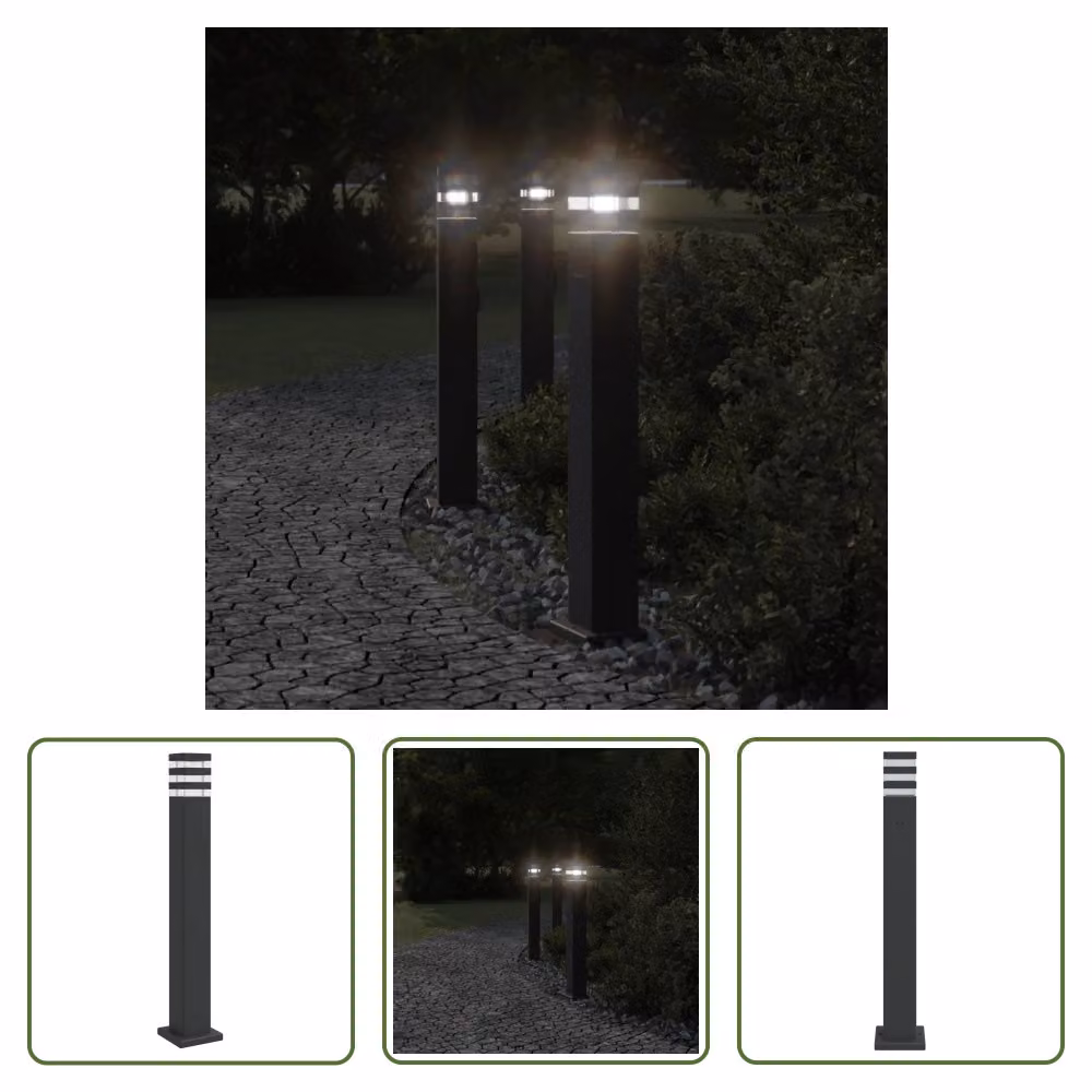 The Living Store Luce da sentiero con presa di corrente nera 80 cm in alluminio