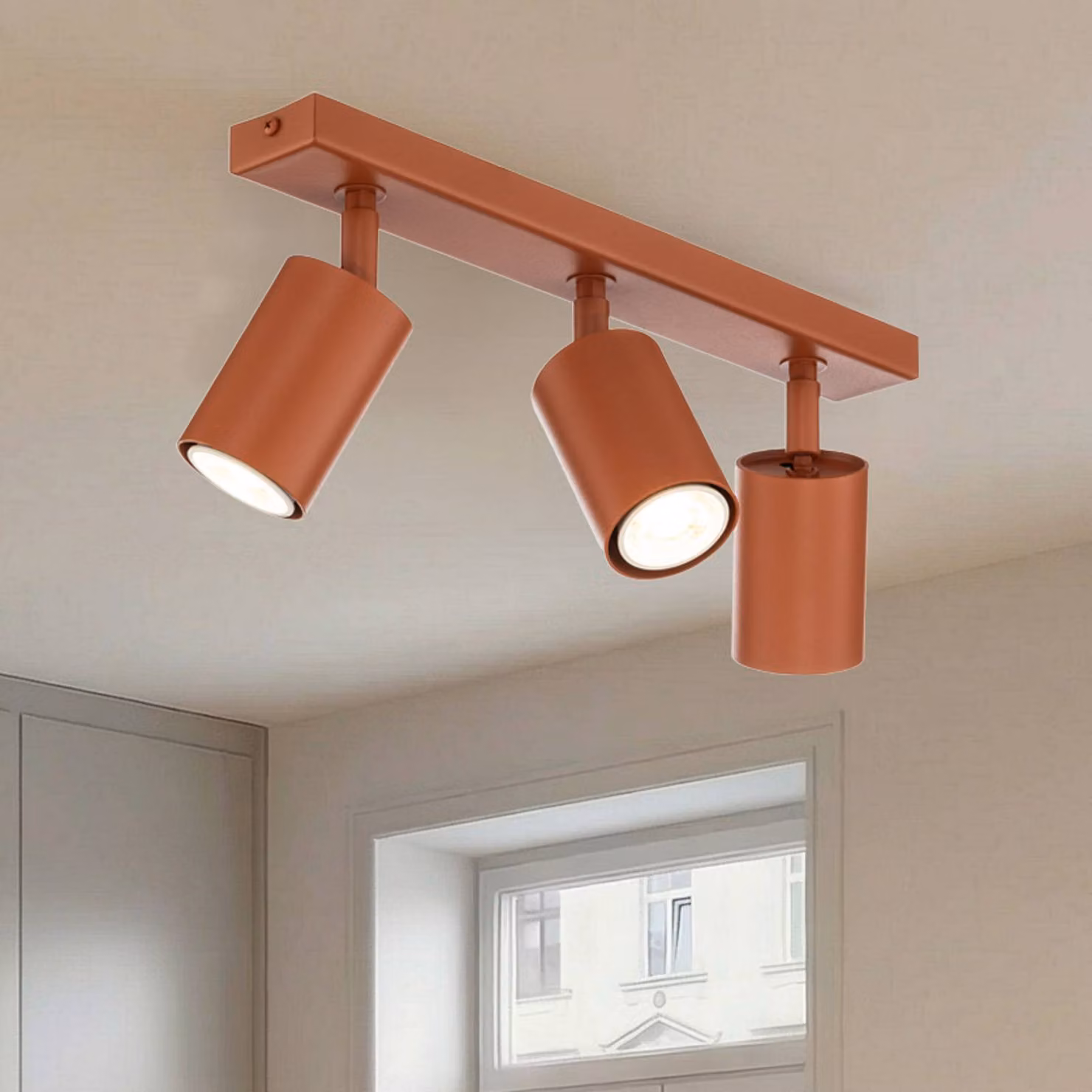 Faretto da soffitto Zoom, a 3 luci, rosso, acciaio, GU10 Zoom SIGMA, dimmerabile, Rosso, Soggiorno / Sala da pranzo, Metallo, Moderno, Faretto