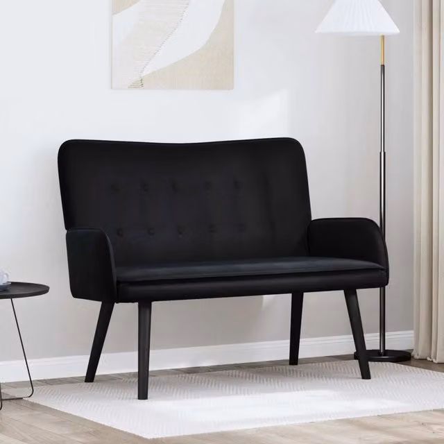 Divano a 2 posti moderno vidaXL in velluto nero e marrone L: 115 cm, P: 61 cm, H: 87 cm – 1