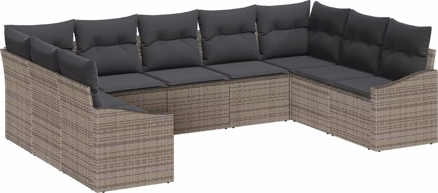 Maison Exclusive - Set Divano da Giardino 9 pcs Grigio polyrattan