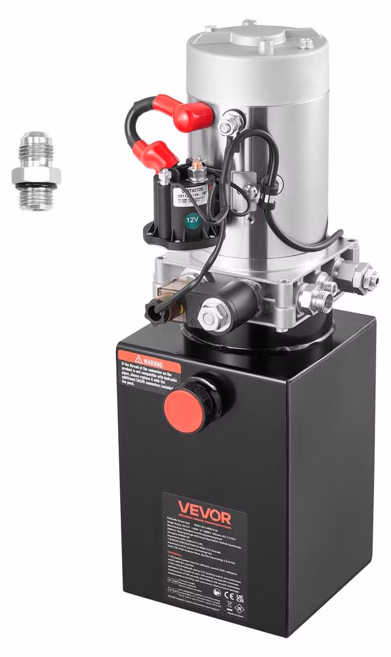 Gruppo idraulico a 12V, 1,6 kW, 0,91 GPM, serbatoio da 6 quarti, pressione massima di 3200 psi