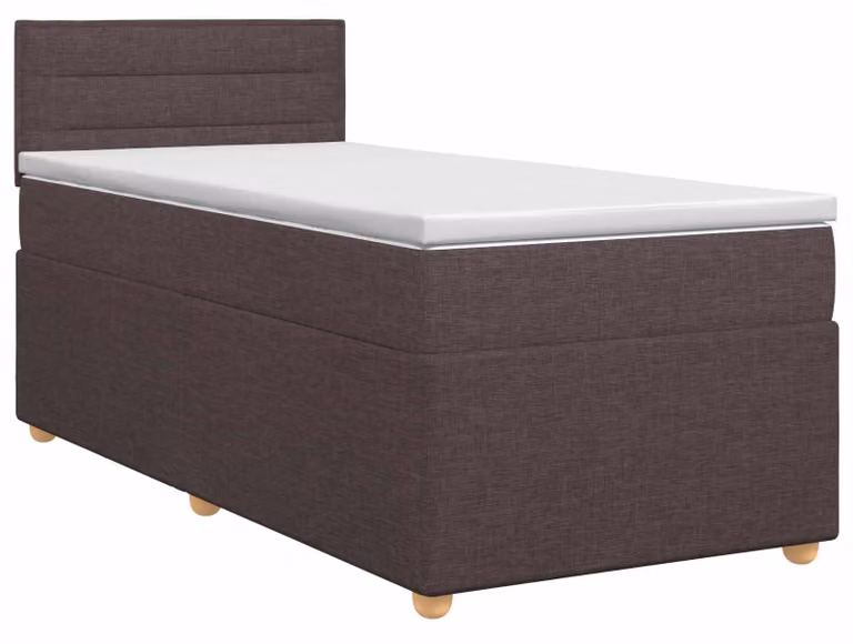 Letto a molle con materasso marrone scuro 90 x 200 cm in tessuto