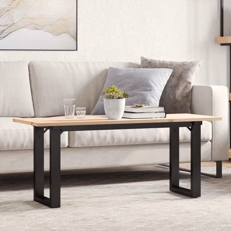Maison Exclusive - Tavolino Salotto Telaio a O 110x40x45cm Legno Pino e Acciaio