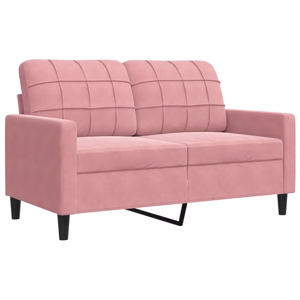 Divano a 2 posti moderno vidaXL in velluto rosa con struttura in metallo L: 137 cm, P: 77 cm, H: 80 cm – 2