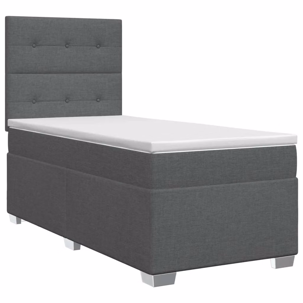 Letto box spring con materasso vidaXL in tessuto grigio e bianco, L/P: 200 x 80 cm – 2